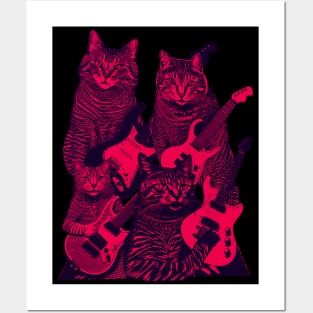 Guitar Cats (red) Posters and Art